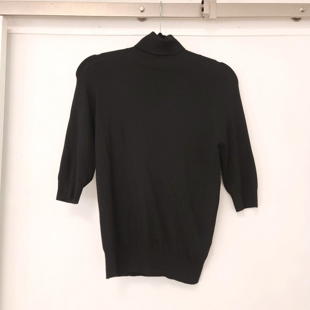Zara | Black Knit Turtleneck Short Sleeve Top